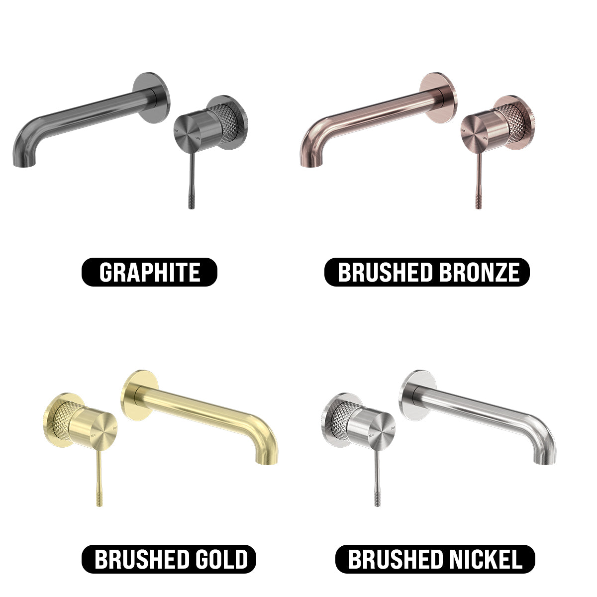 NERO OPAL WALL BASIN/ BATH MIXER SEPARATE BACK PLATE BRUSHED GOLD (AVAILABLE IN 120MM, 160MM, 185MM, 230MM AND 260MM)