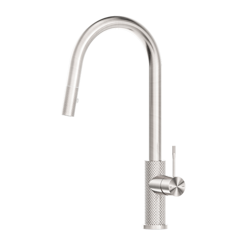 NERO OPAL PULL OUT SINK MIXER 452MM BRUSHED NICKEL