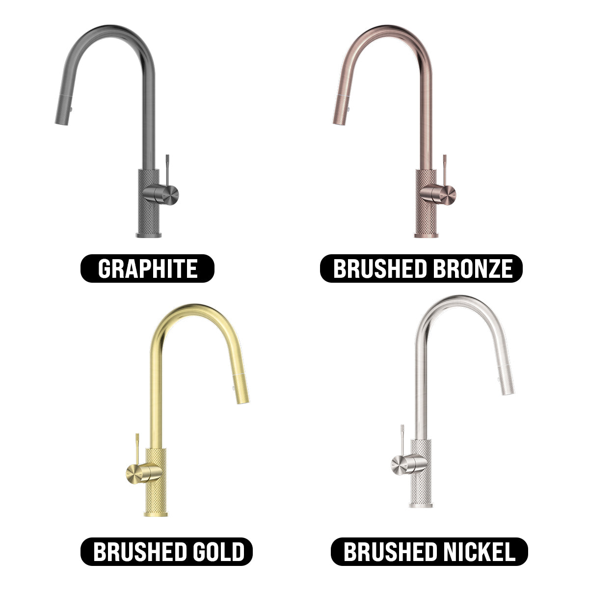 NERO OPAL PULL OUT SINK MIXER 452MM BRUSHED GOLD
