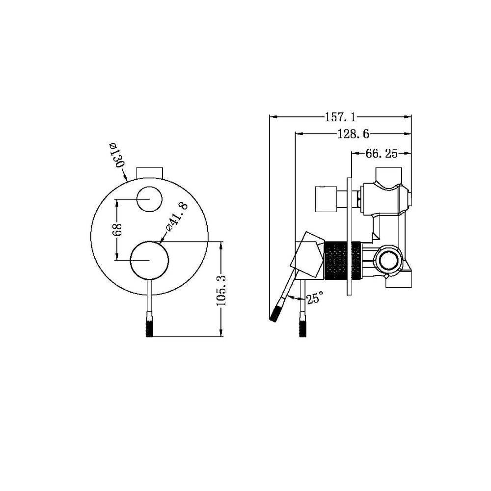 NERO OPAL SHOWER MIXER DIVERTER BRUSHED NICKEL