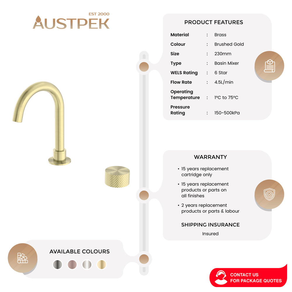 NERO OPAL PROGRESSIVE BASIN SET 230MM BRUSHED GOLD