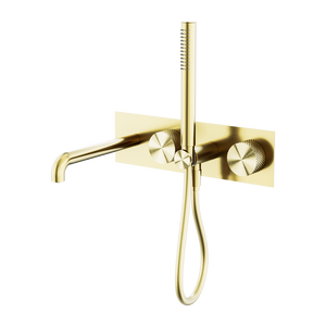 NERO OPAL PROGRESSIVE SHOWER SYSTEM WITH SPOUT BRUSHED GOLD (AVAILABLE IN 230MM AND 250MM)