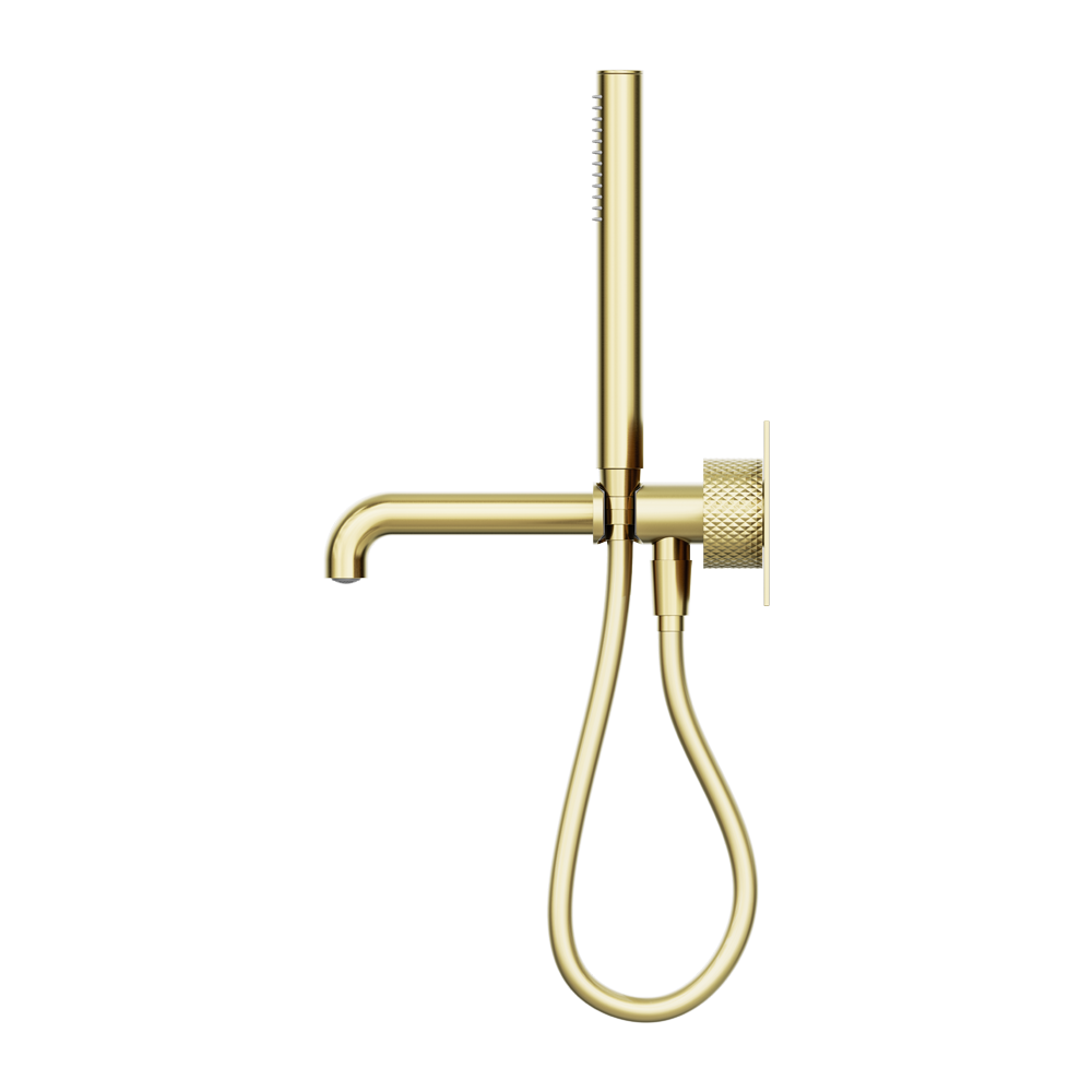 NERO OPAL PROGRESSIVE SHOWER SYSTEM WITH SPOUT BRUSHED GOLD (AVAILABLE IN 230MM AND 250MM)