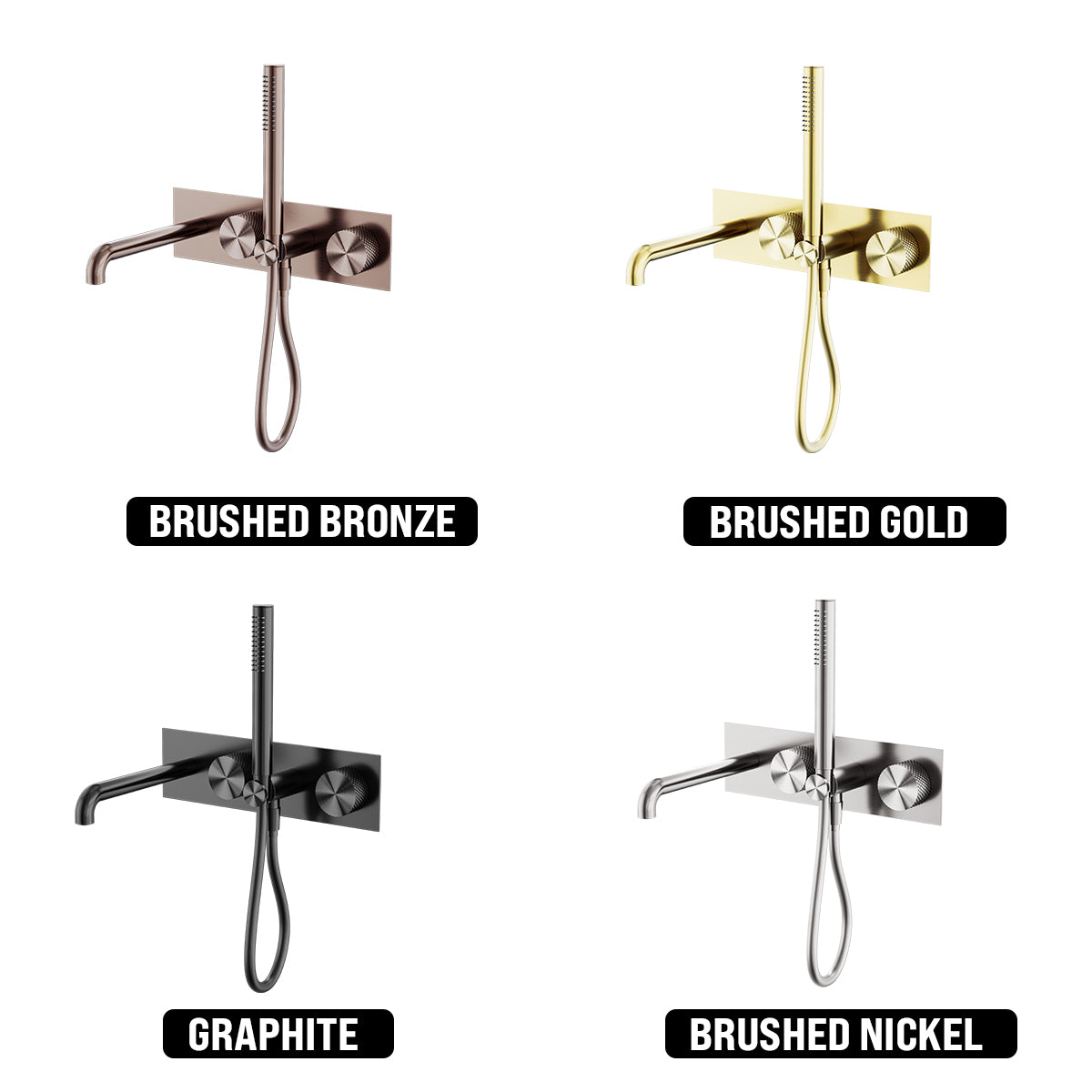 NERO OPAL PROGRESSIVE SHOWER SYSTEM WITH SPOUT GRAPHITE (AVAILABLE IN 230MM AND 250MM)