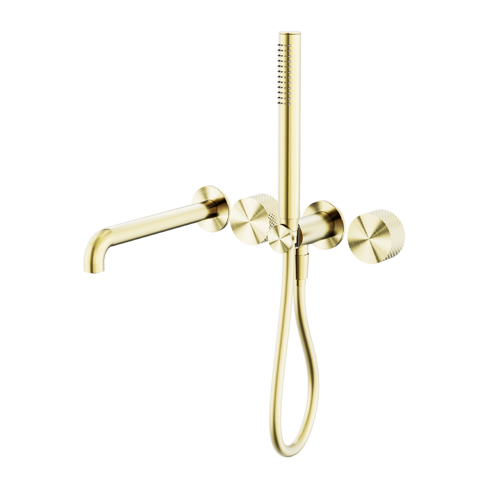 NERO OPAL PROGRESSIVE SHOWER SYSTEM SEPARATE PLATE WITH SPOUT BRUSHED GOLD (AVAILABLE IN 230MM AND 250MM)