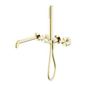 NERO OPAL PROGRESSIVE SHOWER SYSTEM SEPARATE PLATE WITH SPOUT BRUSHED GOLD (AVAILABLE IN 230MM AND 250MM)