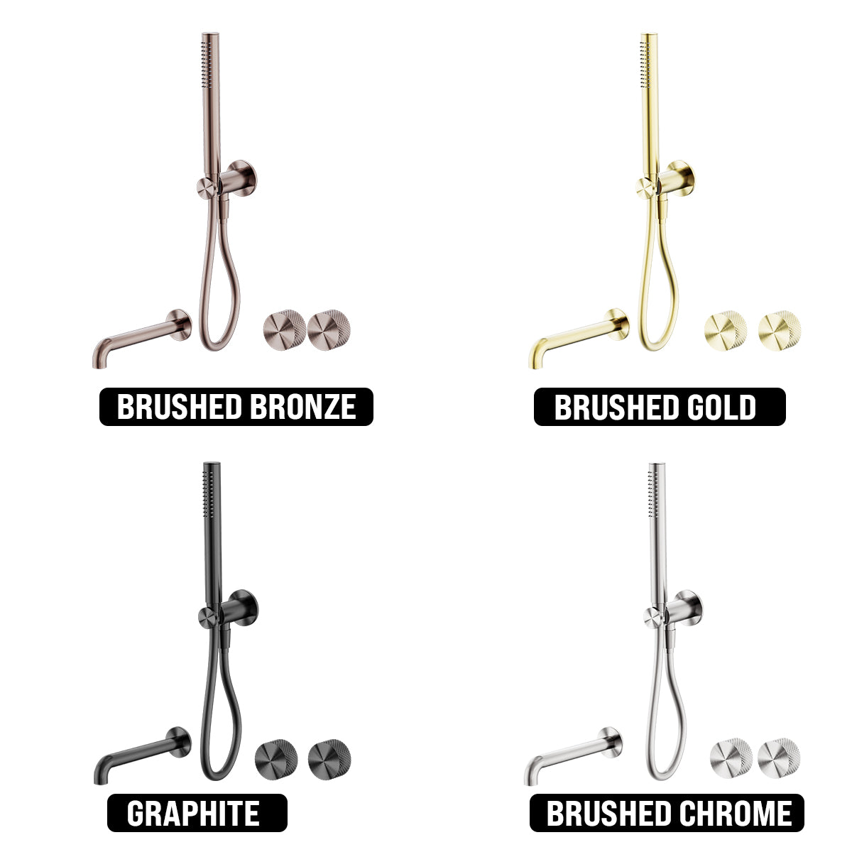 NERO OPAL PROGRESSIVE SHOWER SYSTEM SEPARATE PLATE WITH SPOUT BRUSHED GOLD (AVAILABLE IN 230MM AND 250MM)