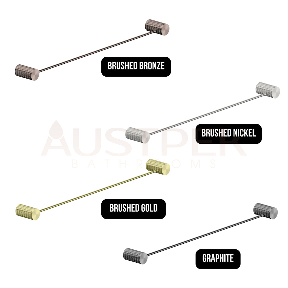 NERO OPAL NON-HEATED SINGLE TOWEL RAIL BRUSHED NICKEL (AVAILABLE IN 600MM AND 800MM)