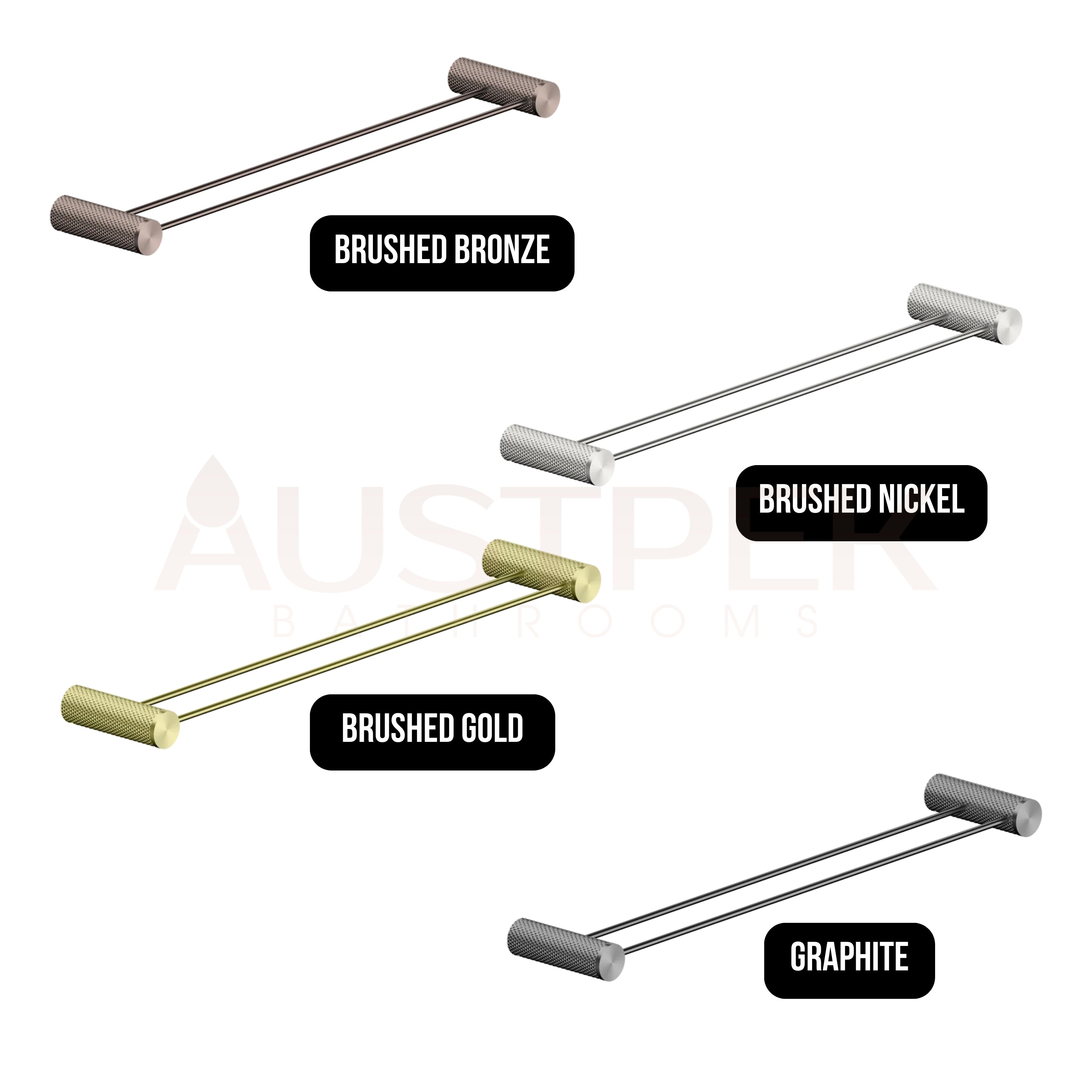 NERO OPAL NON-HEATED DOUBLE TOWEL RAIL BRUSHED BRONZE (AVAILABLE IN 600MM AND 800MM)