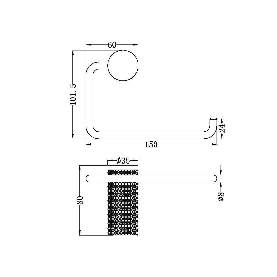 NERO OPAL TOILET ROLL HOLDER 150MM GRAPHITE