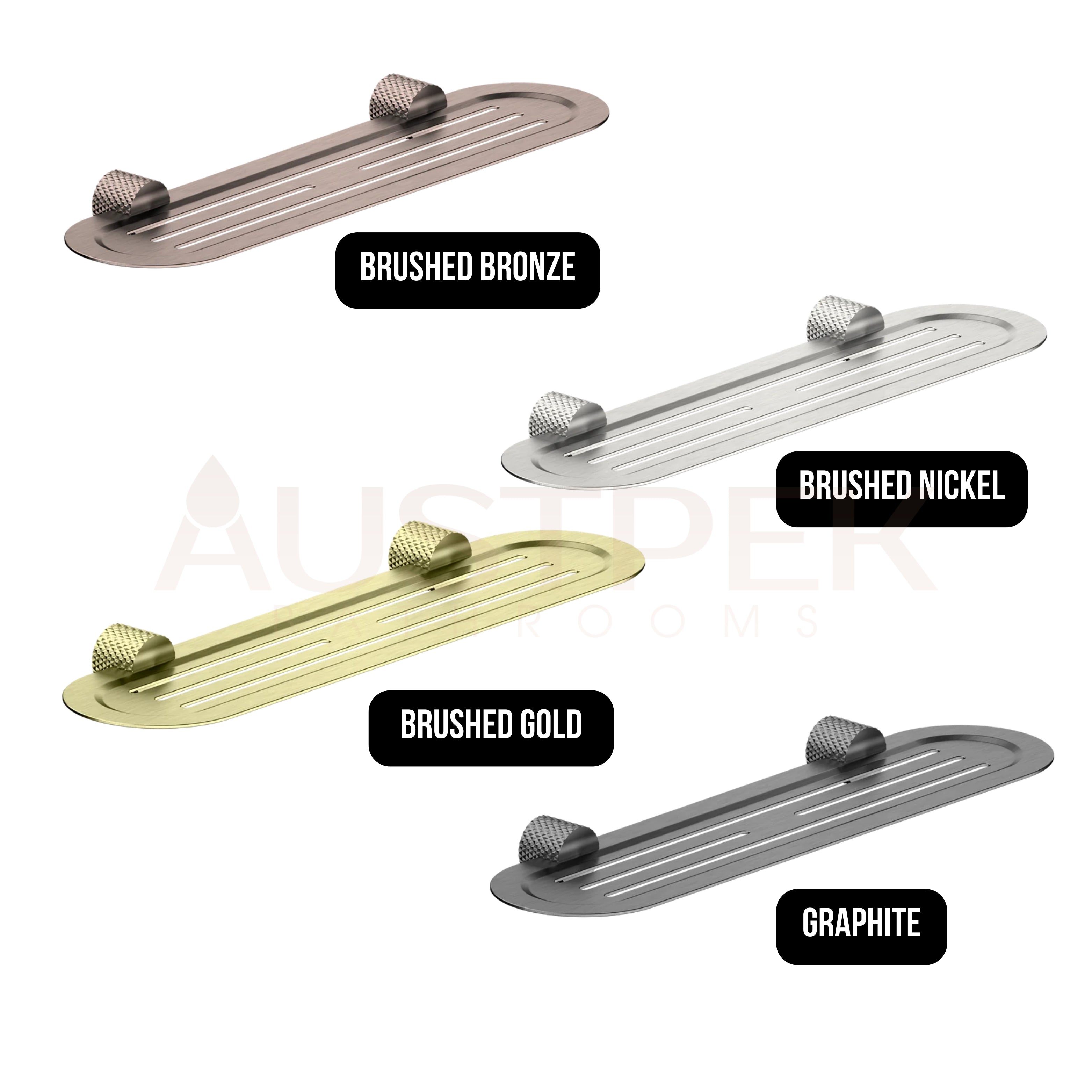 NERO OPAL METAL SHOWER SHELF 420MM BRUSHED GOLD