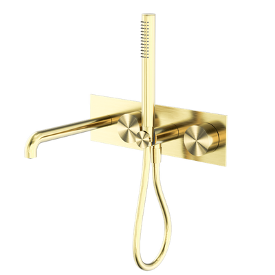 NERO KARA PROGRESSIVE SHOWER SYSTEM WITH SPOUT BRUSHED GOLD (AVAILABLE IN 230MM AND 250MM)