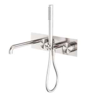 NERO KARA PROGRESSIVE SHOWER SYSTEM WITH SPOUT BRUSHED NICKEL (AVAILABLE IN 230MM AND 250MM)