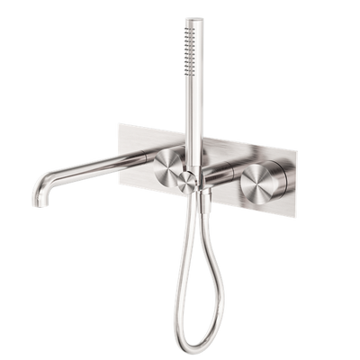NERO KARA PROGRESSIVE SHOWER SYSTEM WITH SPOUT BRUSHED NICKEL (AVAILABLE IN 230MM AND 250MM)