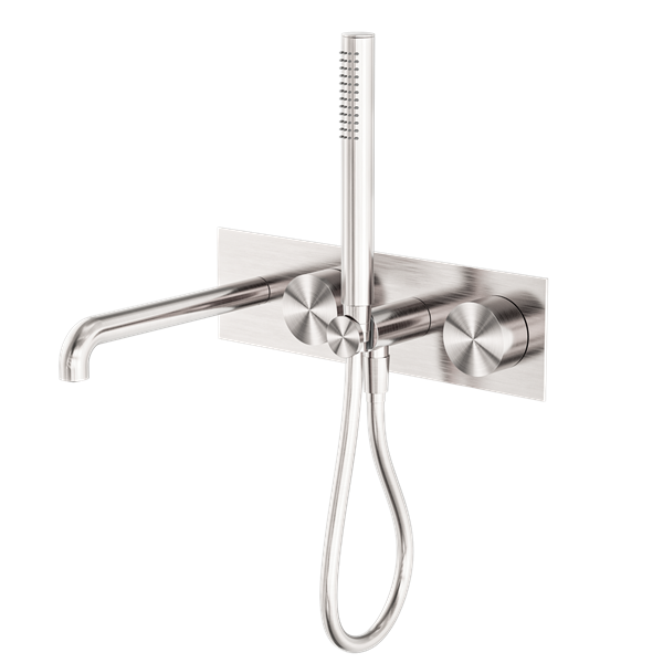 NERO KARA PROGRESSIVE SHOWER SYSTEM WITH SPOUT BRUSHED NICKEL (AVAILABLE IN 230MM AND 250MM)