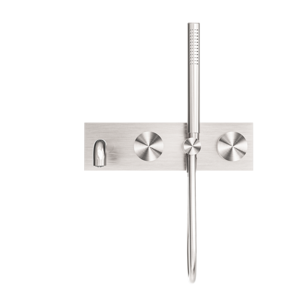 NERO KARA PROGRESSIVE SHOWER SYSTEM WITH SPOUT BRUSHED NICKEL (AVAILABLE IN 230MM AND 250MM)