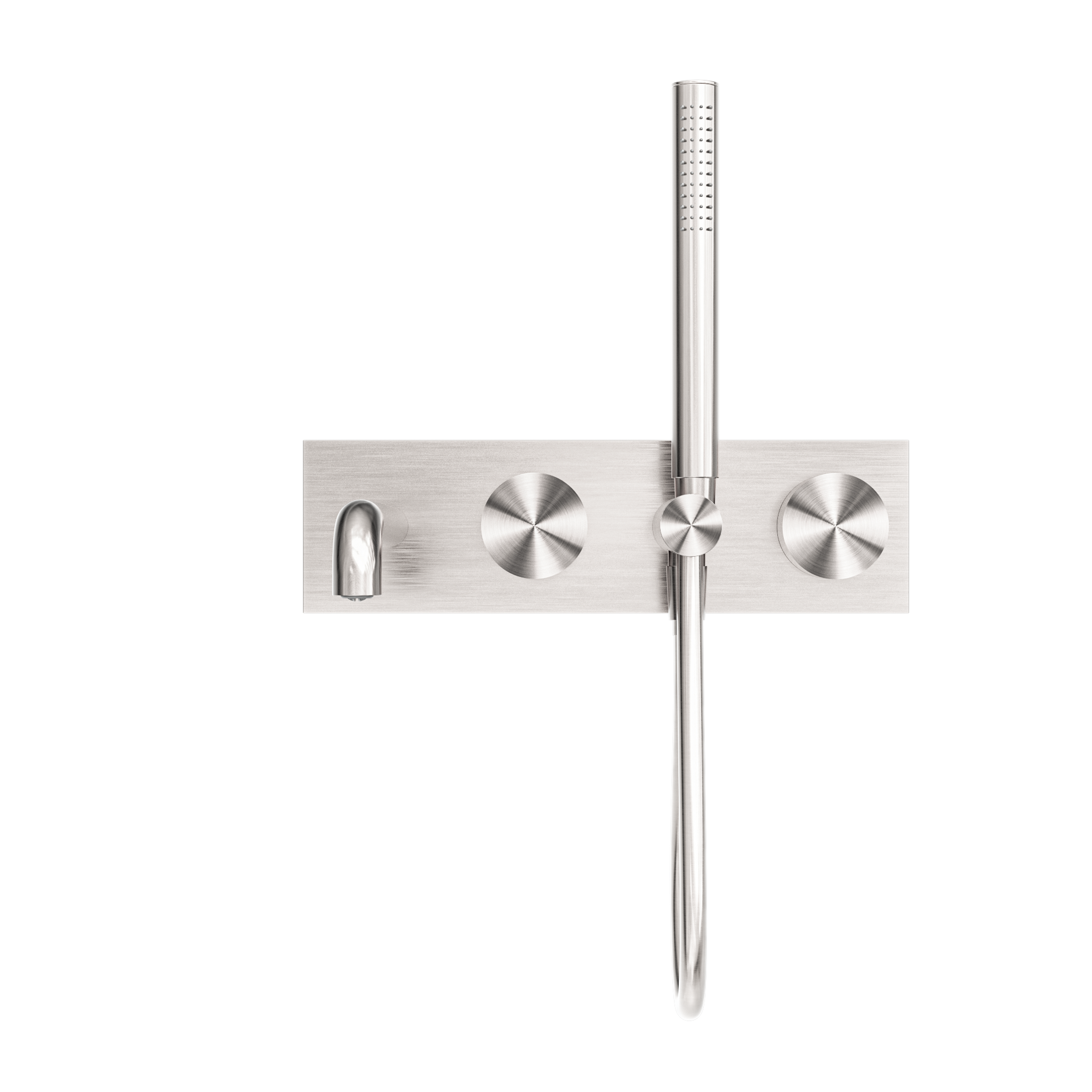 NERO KARA PROGRESSIVE SHOWER SYSTEM WITH SPOUT BRUSHED NICKEL (AVAILABLE IN 230MM AND 250MM)