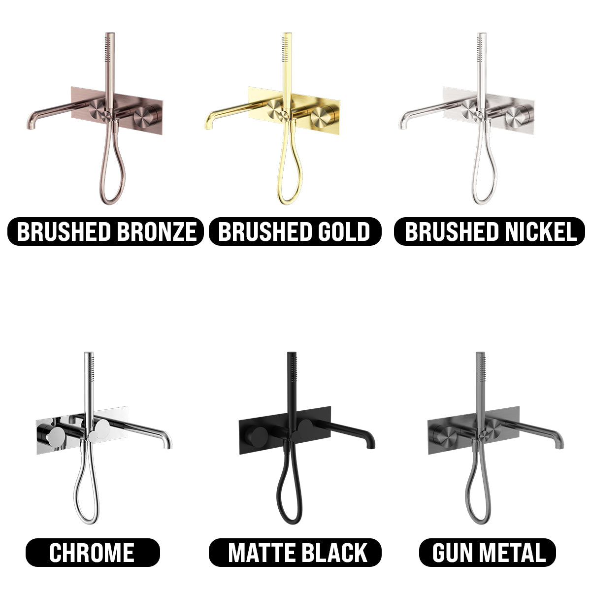 NERO KARA PROGRESSIVE SHOWER SYSTEM WITH SPOUT BRUSHED GOLD (AVAILABLE IN 230MM AND 250MM)