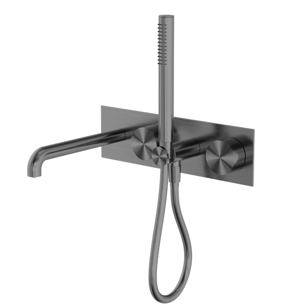 NERO KARA PROGRESSIVE SHOWER SYSTEM WITH SPOUT GUN METAL (AVAILABLE IN 230MM AND 250MM)