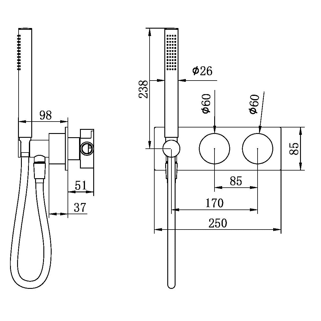 NERO KARA PROGRESSIVE SHOWER SYSTEM 238MM BRUSHED NICKEL