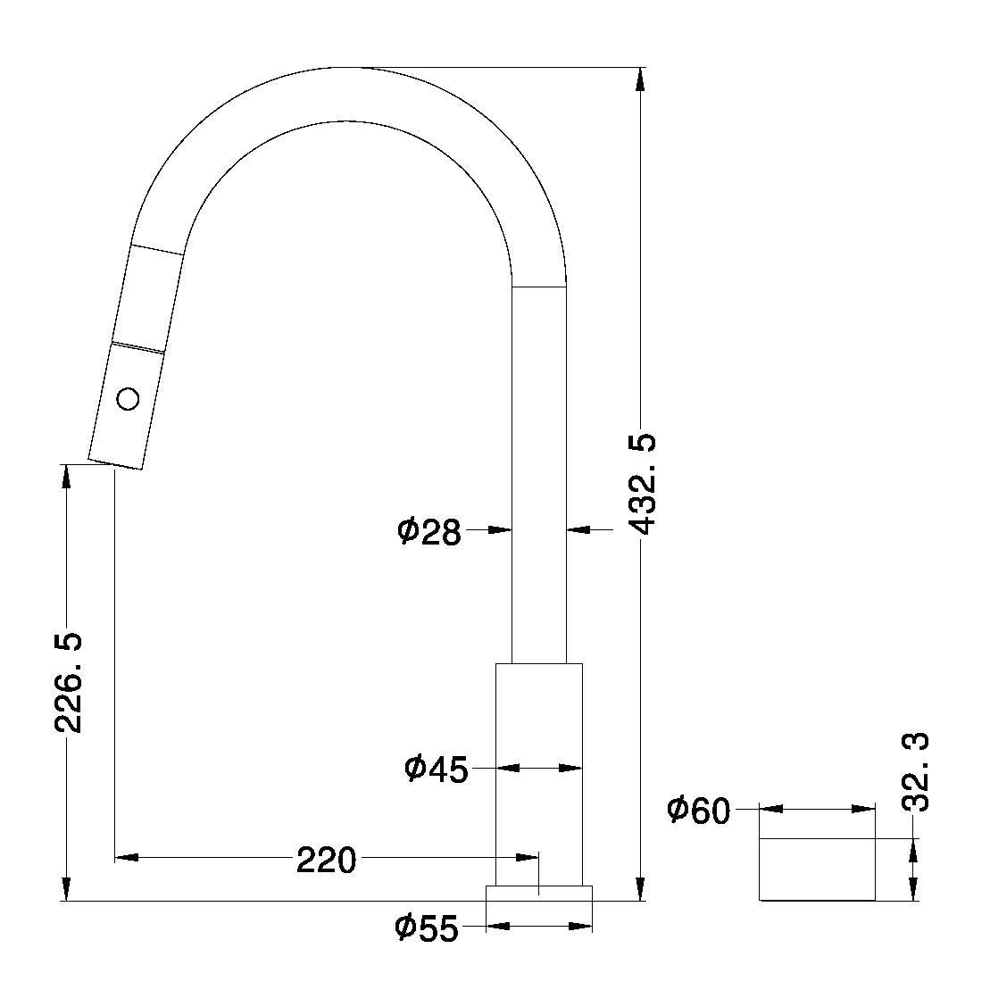 NERO KARA PROGRESSIVE PULL OUT KITCHEN SET 432MM BRUSHED NICKEL