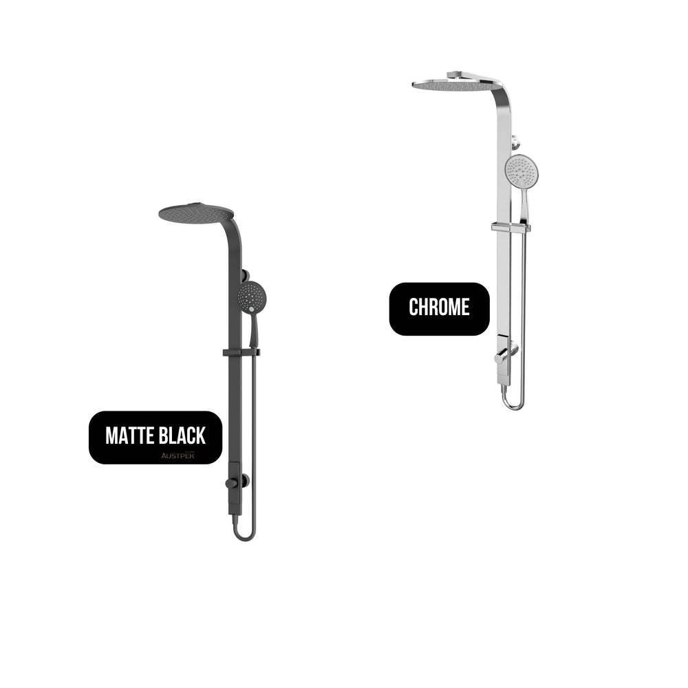 NERO ASTRA RAIN ROUND TWIN SHOWER WITH SINGLE HOSE MATTE BLACK