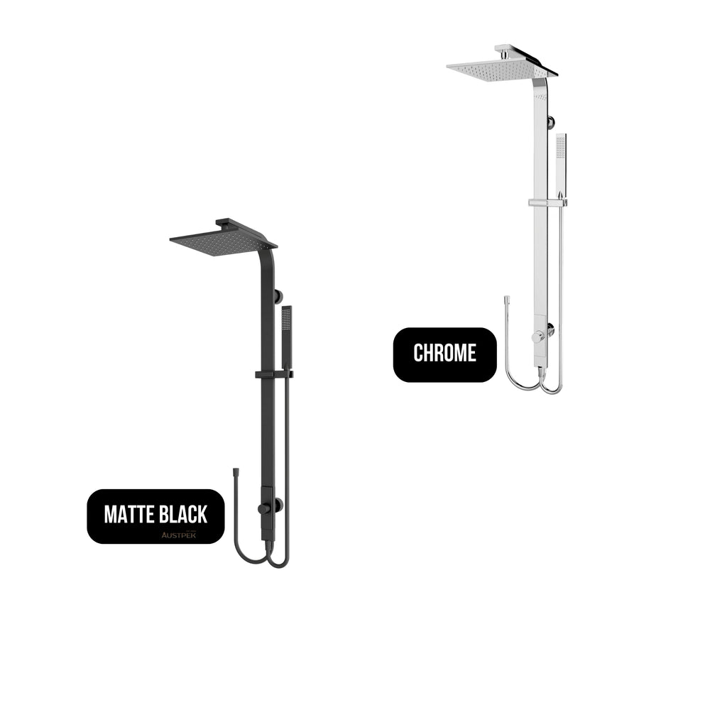 NERO ASTRA RAIN SQUARE TWIN SHOWER WITH DOUBLE HOSE 869MM CHROME