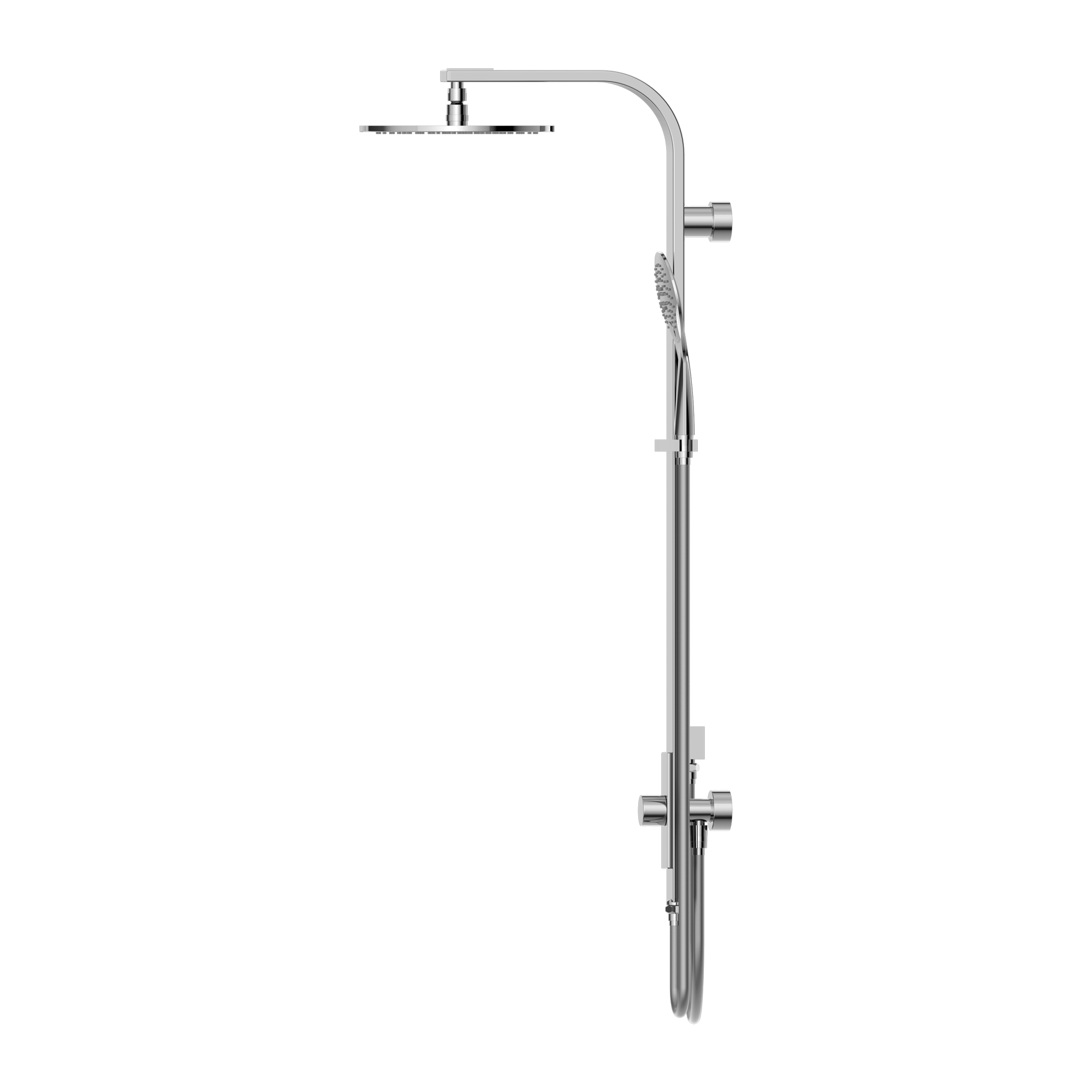 NERO ASTRA RAIN ROUND TWIN SHOWER WITH DOUBLE HOSE CHROME
