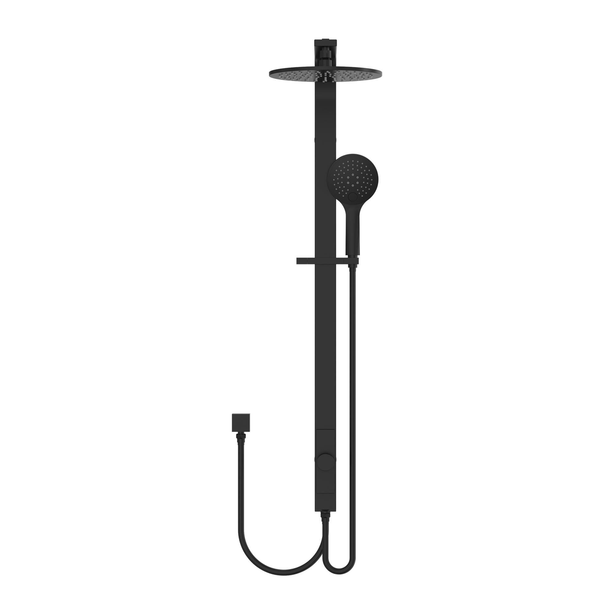 NERO ASTRA RAIN ROUND TWIN SHOWER WITH DOUBLE HOSE MATTE BLACK