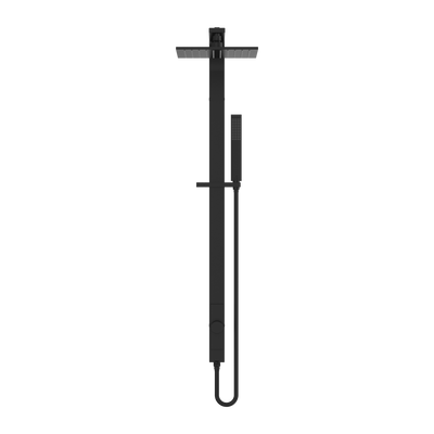 NERO ASTRA RAIN SQUARE TWIN SHOWER WITH SINGLE HOSE 869MM MATTE BLACK