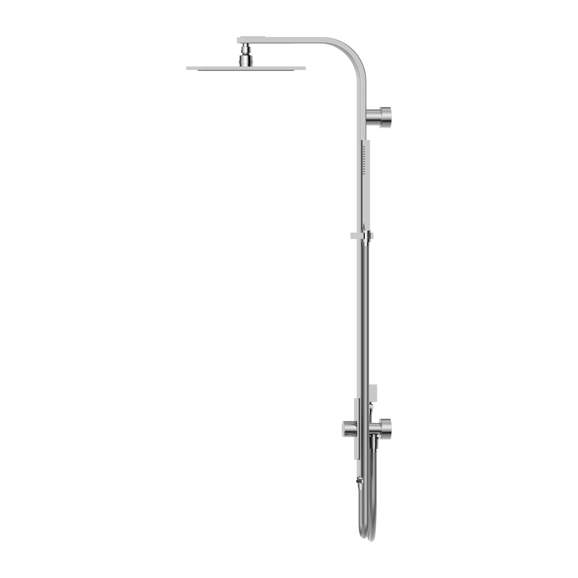 NERO ASTRA RAIN SQUARE TWIN SHOWER WITH DOUBLE HOSE CHROME