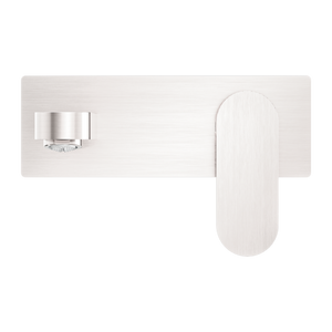 NERO ECCO WALL BASIN/BATH MIXER 206MM BRUSHED NICKEL