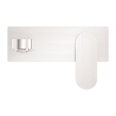 NERO ECCO WALL BASIN/BATH MIXER 206MM BRUSHED NICKEL