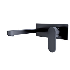 NERO ECCO WALL BASIN/BATH MIXER 206MM MATTE BLACK