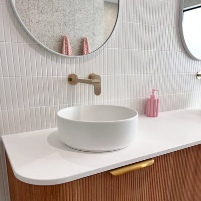 NERO ECCO WALL BASIN/BATH MIXER WITH SEPARATE BACK PLATE 206MM BRUSHED GOLD