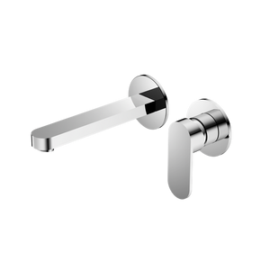 NERO ECCO WALL BASIN/BATH MIXER WITH SEPARATE BACK PLATE 206MM CHROME