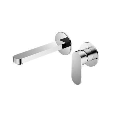 NERO ECCO WALL BASIN/BATH MIXER WITH SEPARATE BACK PLATE 206MM CHROME