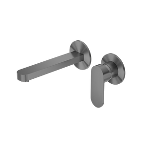 NERO ECCO WALL BASIN/BATH MIXER WITH SEPARATE BACK PLATE 206MM GUN METAL