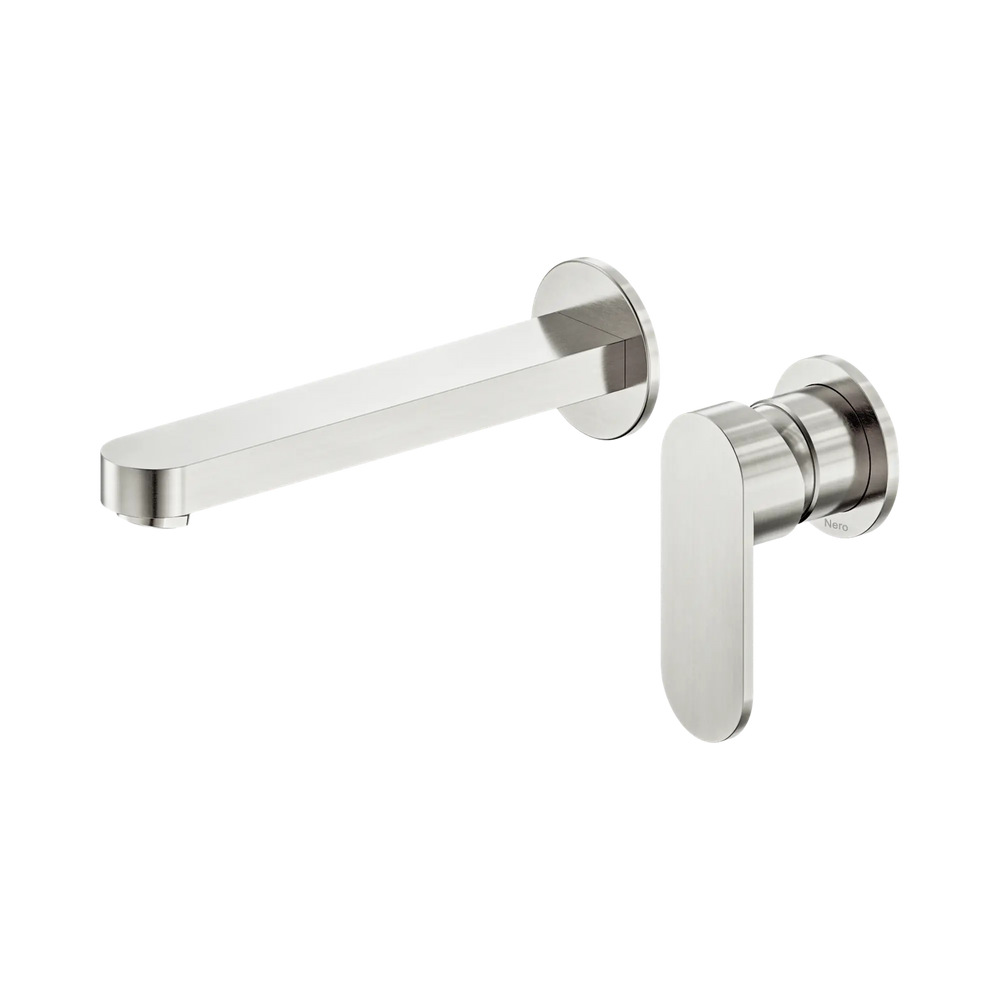 NERO ECCO WALL BASIN/BATH MIXER SEPARATE BACK PLATE 60MM BRUSHED NICKEL