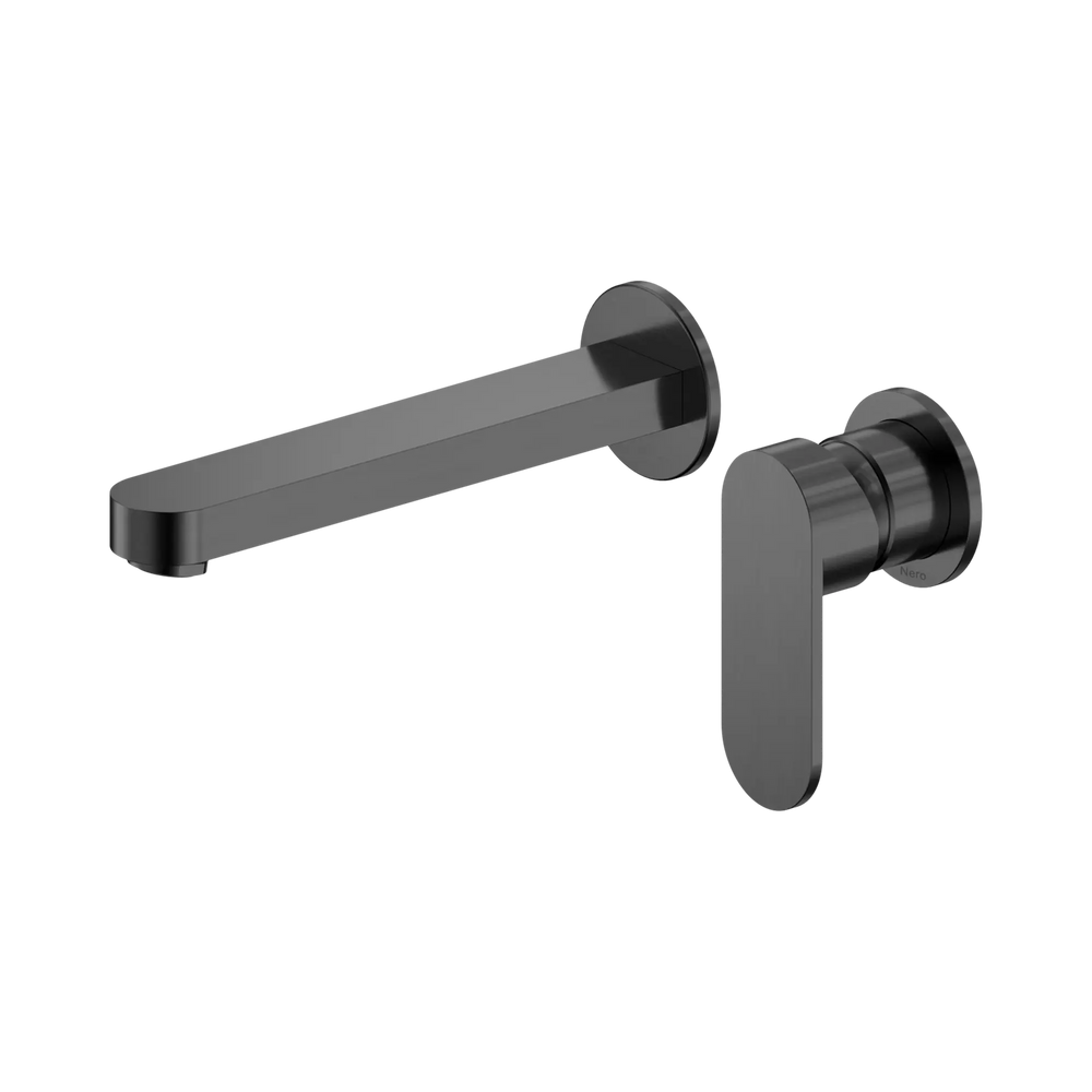NERO ECCO WALL BASIN/BATH MIXER SEPARATE BACK PLATE 60MM GUN METAL