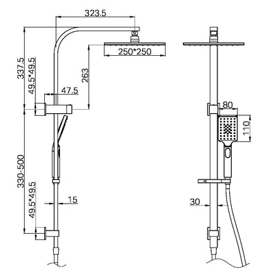 NERO CELIA TWIN SHOWER 837MM GUN METAL