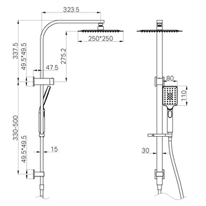 NERO CELIA TWIN SHOWER 837MM CHROME