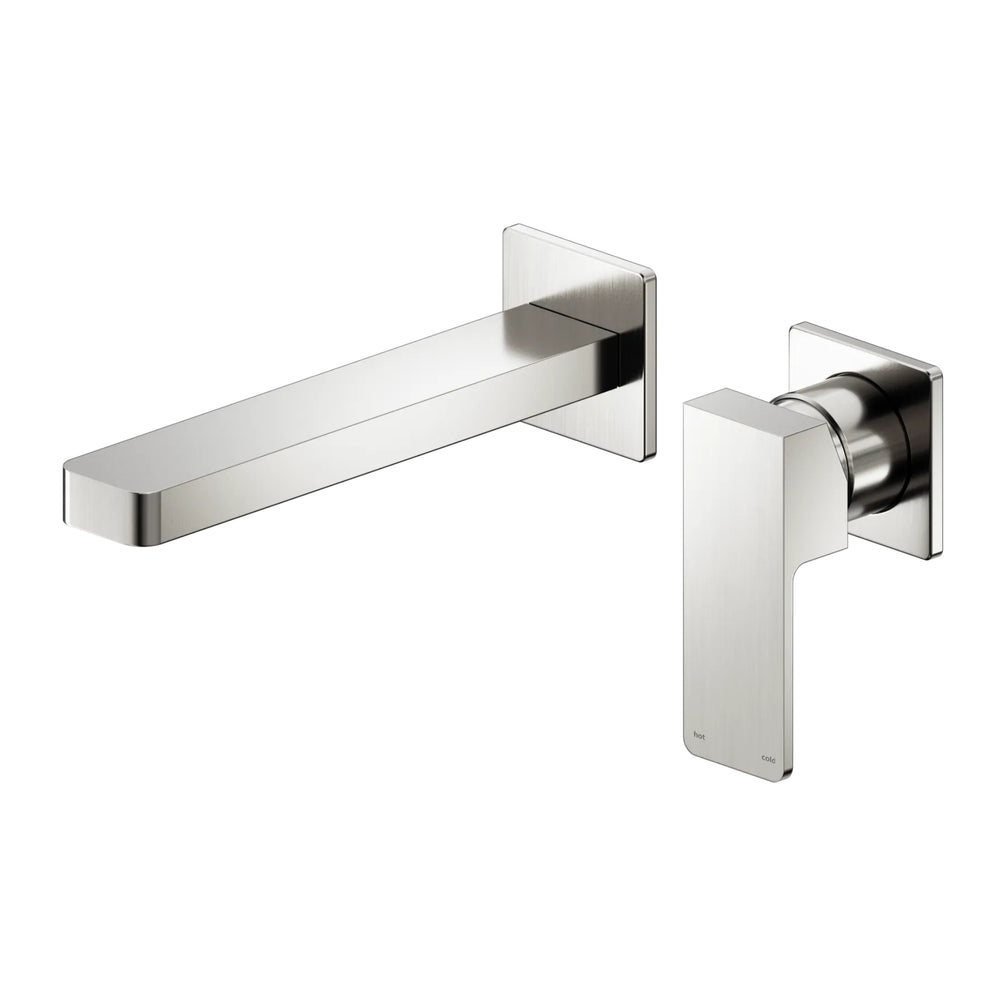 NERO CELIA WALL BASIN/BATH MIXER 204MM BRUSHED NICKEL