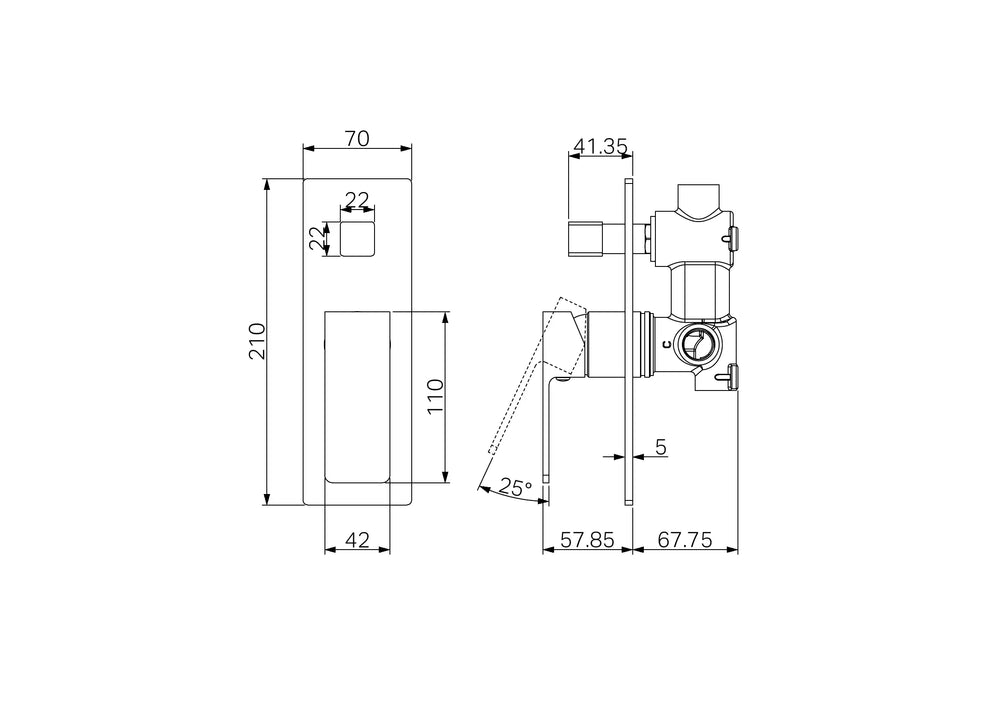 NERO CELIA SHOWER MIXER WITH DIVERTER BRUSHED NICKEL