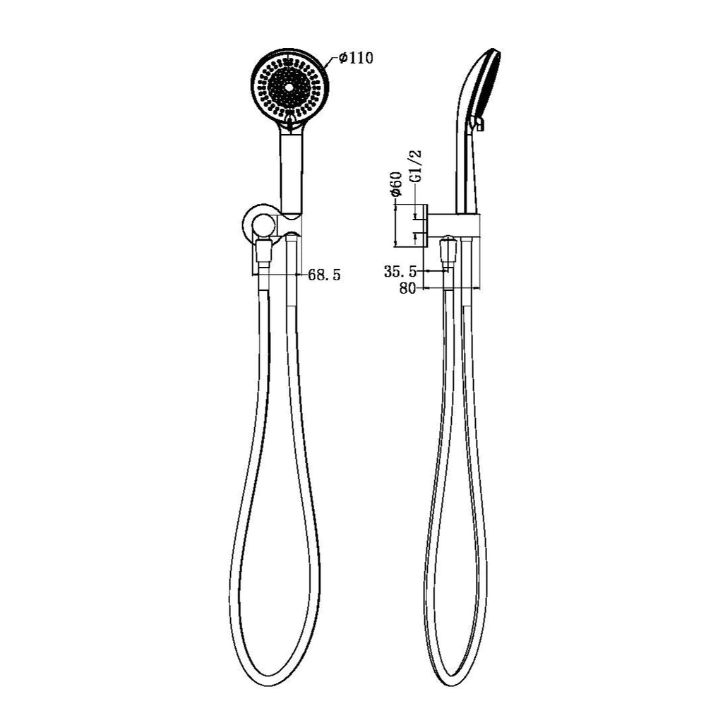 NERO PROJECT ROUND SHOWER ON BRACKET 110MM GUN METAL