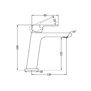 NERO BIANCA BASIN MIXER 169MM CHROME