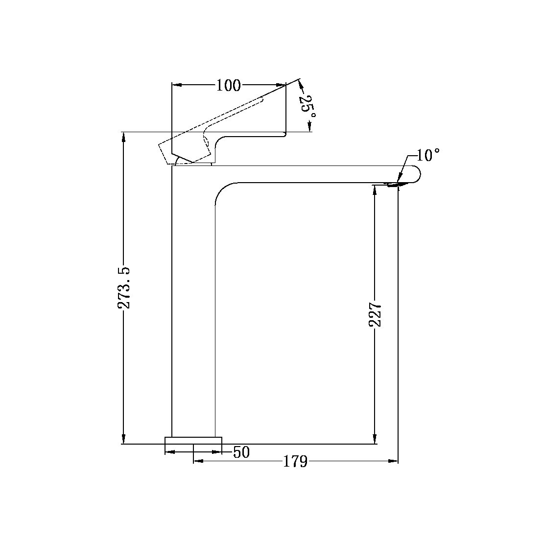 NERO BIANCA TALL BASIN MIXER 273MM MATTE BLACK