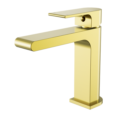 NERO BIANCA LEAD FREE BASIN MIXER STRAIGHT SPOUT 169MM BRUSHED GOLD
