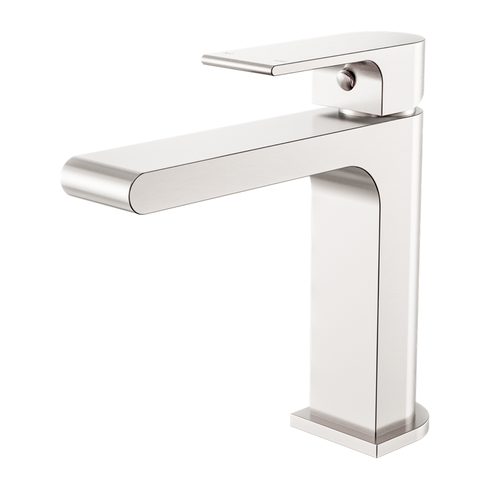 NERO BIANCA BASIN MIXER STRAIGHT SPOUT 169MM BRUSHED NICKEL