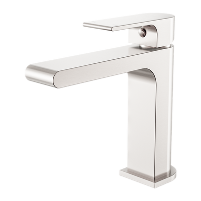 NERO BIANCA LEAD FREE BASIN MIXER STRAIGHT SPOUT 169MM BRUSHED NICKEL